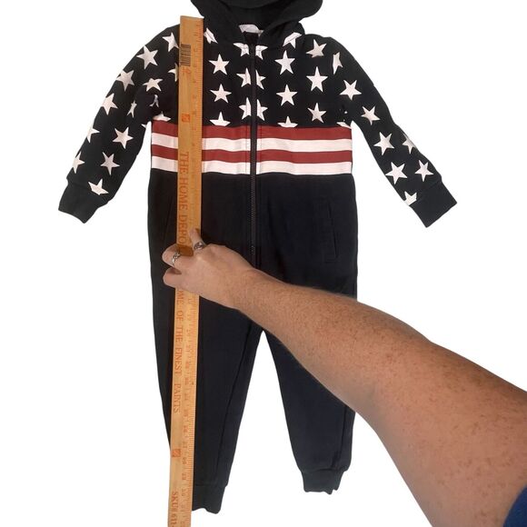 H&M Printed Sweatshirt Jumpsuit America USA Stars and Stripes SIZE 2-4 Years - Picture 3 of 6